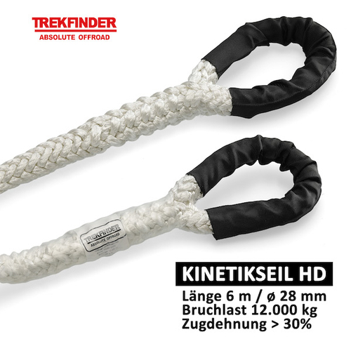 Bergeseil Off-Road Kinetikseil TREKFINDER - Ø: 28 mm / L: 6 m / B: 12 t / Z: 30 % - inkl. Prüfbuch -
